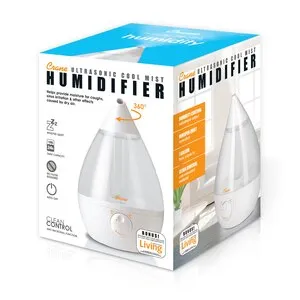 Crane Drop 1 Gallon Ultrasonic Cool Mist Humidifier, Clear/White