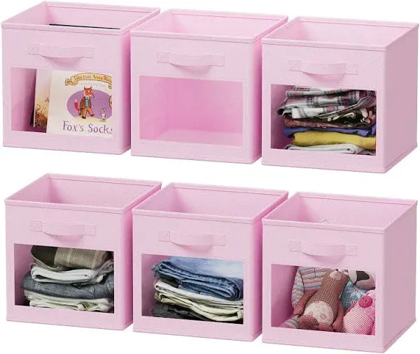 SpaceAid Storage Cubes with Clear Windows, Set of 6 Fabric Bins, 11 Inch Foldable Baskets Boxes for Closet, Cubby Shelf or Cube Storage Organizer