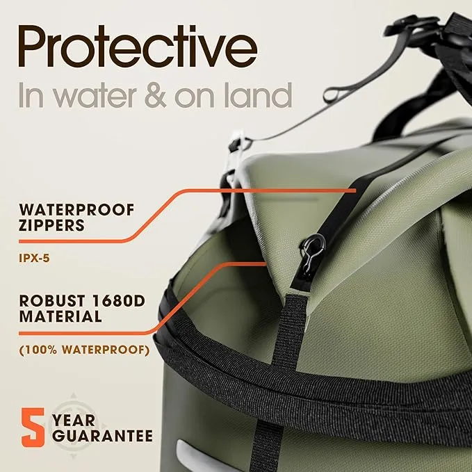 Earth Pak Waterproof Duffel Bag - Large Dry Bag 1680D TPU Waterproof Bags - Heavy Duty Camping Bag - Waterproof Duffle Bag 8x8 Popout Pocket- Boat Bag- Marine Dry Bags for Kayaking