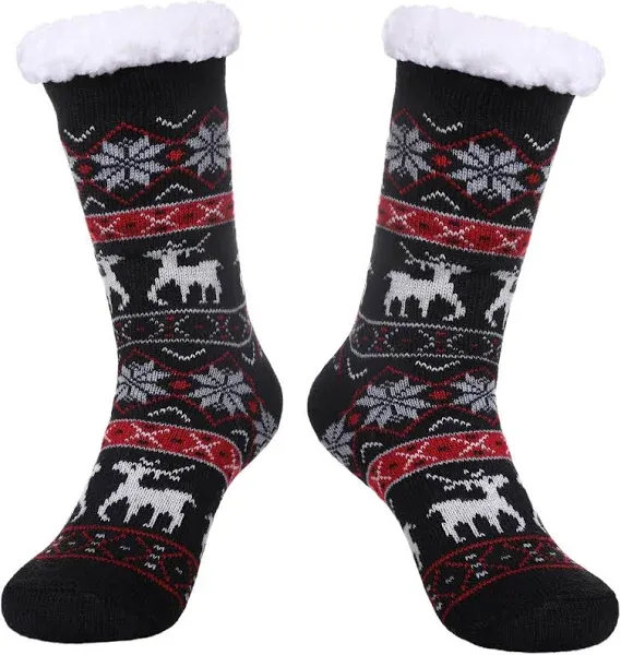 SDBING Slipper Socks for Women with Grippers, Winter Warm Fuzzy Indoor Christmas Gifts Socks