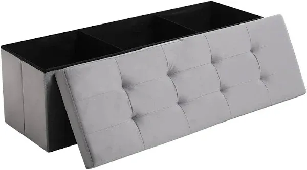 Foldable Velvet Storage Ottoman Bench