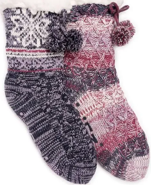 MUK LUKS Women's 2pk Tall Cabin Socks