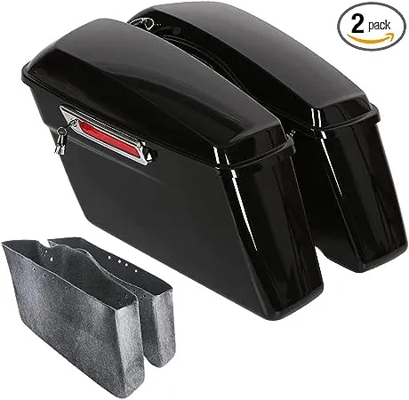 TCT-MOTORPARTS Hard Saddlebags w/Chrome Latches Keys Fit For Harley Touring Road King Street Road Electra Glide FLHR FLHTCU FLHRC FLT FLHT FLHX FLHTK Vivid Black 2014-2023 2019 2018 2017 2016 2015