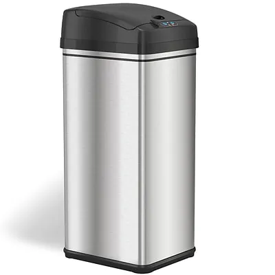 New13 Gal. Stainless Steel Motion Sensing Touchless Trash Can