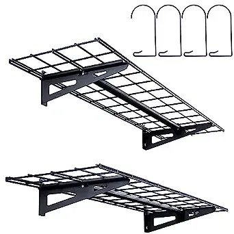 VEVOR Garage Shelving Wall Mounted, 1 x 4 ft Heavy Duty Garage Wall Shelves, 400 lbs Load Capacity Garage Storage Rack Floating Shelves, 2 Pack, Suitable for Shop, Shed, Garage Storage