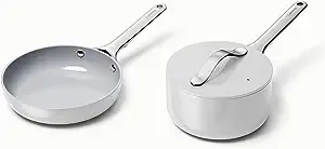 Caraway Home Nonstick Ceramic Mini Fry & Mini Sauce Pan Duo,Gray