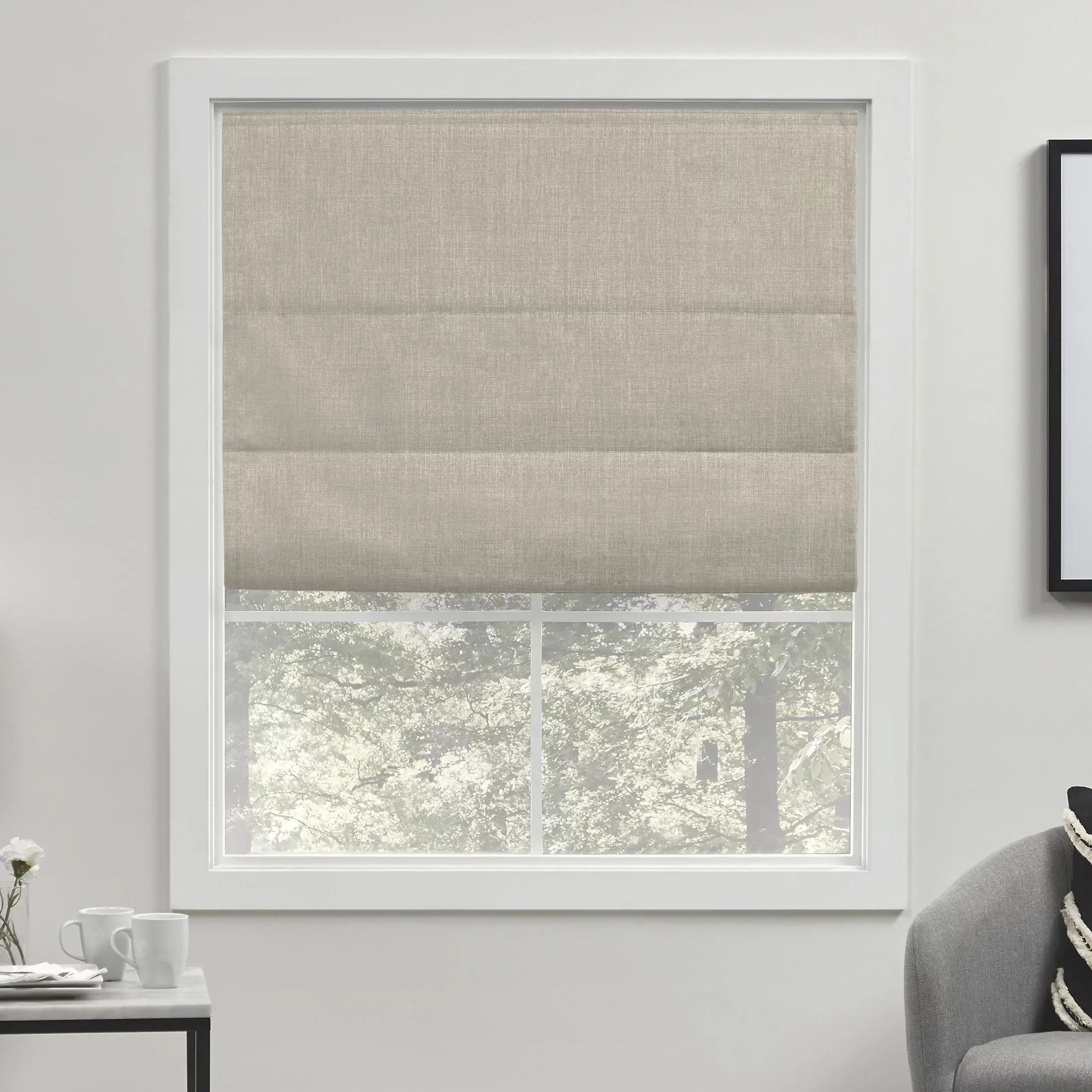 Exclusive Home Acadia 100% Blackout Polyester Roman Shade, 31"x64", Natural