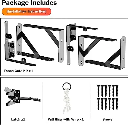 Delifox Anti Sag Gate Kit Heavy Duty Fence Gate Frame Kit Corner Brace Bracket with a Self-Locking Gate Latch