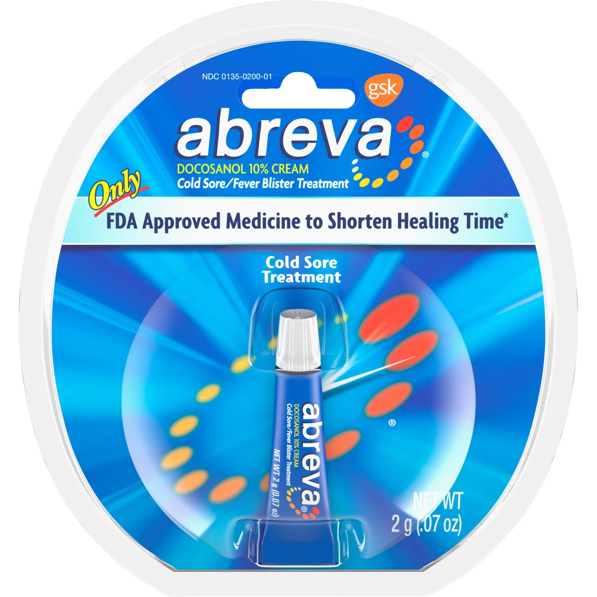 Abreva Docosanol 10% Fever Blister and Cold Sore Treatment, 0.07 Oz