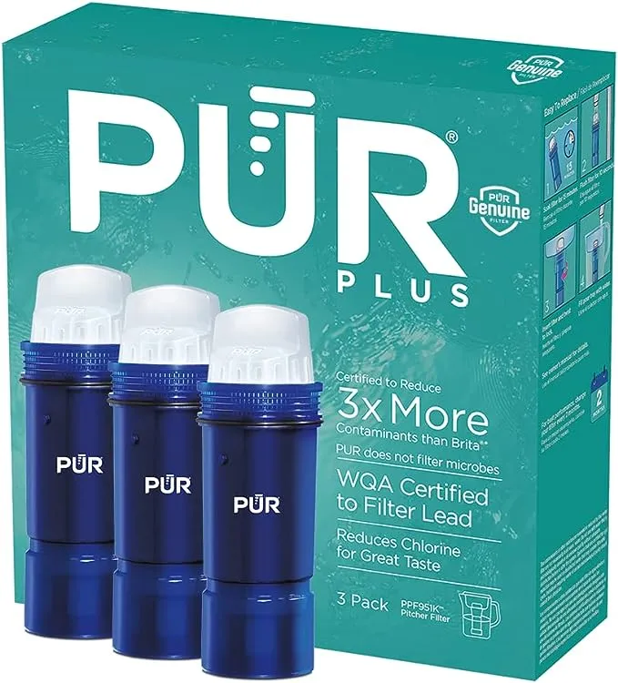 PUR PLUS Water Pitcher Replacement Filter with Lead Reduction (1 Pack), Blue – Compatible with all PUR Pitcher and Dispenser Filtration Systems, Blue , 1 Count (Pack of 1)