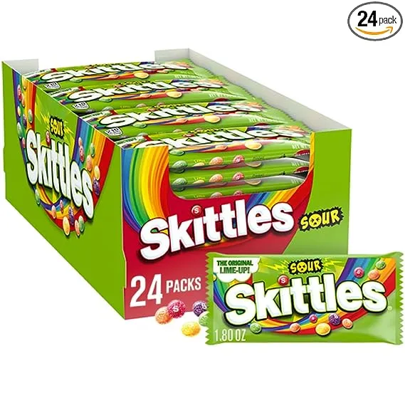 SKITTLES Sour Summer Chewy Candy Bulk Assortment, 24 Ct Bulk Candy BoxSKITTLES Sour Summer Chewy Candy Bulk Assortme…