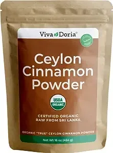 Viva Doria Organic Ceylon Cinnamon Powder | Organic Ground Cinnamon Powder | 100% Raw from Sri Lanka |16 Oz (454 g) Resealable Kraft Bag