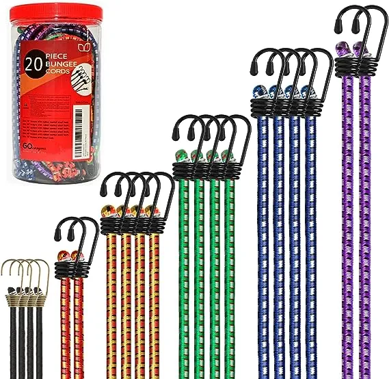 Premium Bungee Cords Heavy Duty - 20 Pcs Bungee Cords with Hooks in a Storage Ja