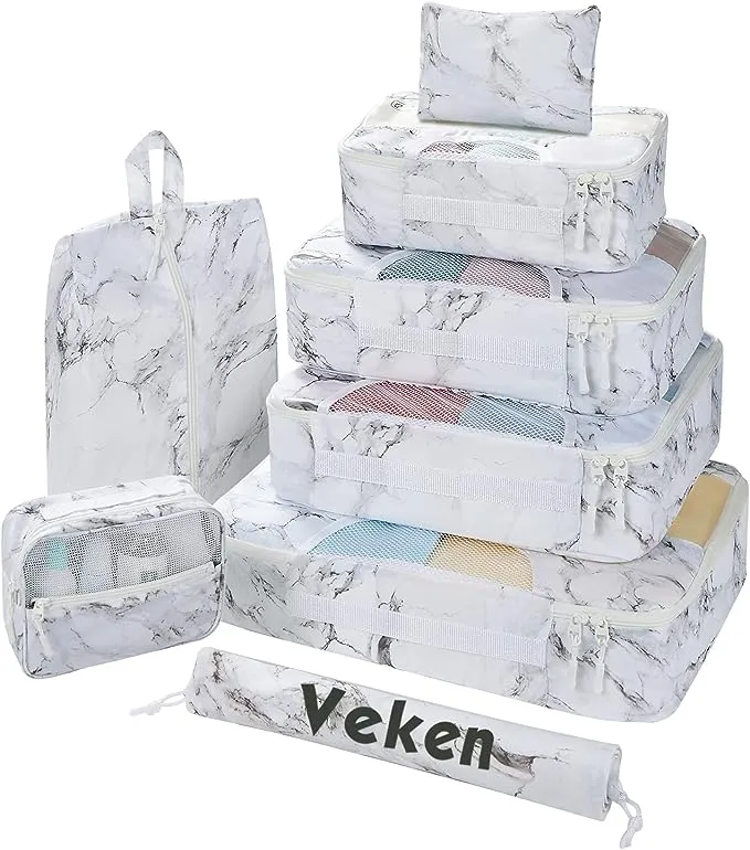 Veken 8 Set Packing Cubes for Suitcases, Travel Essentials Bag Organizers for Carry On, Luggage Organizer Bags Set for Travel Accessories in 4 Sizes (