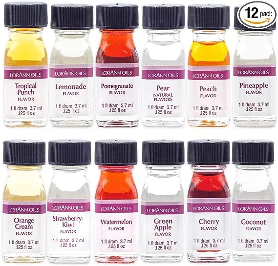 LorAnn SS Pack #2 of 12 Fruity & more Flavors in 1 dram bottles (.0125 fl oz - 3.7ml) bottles