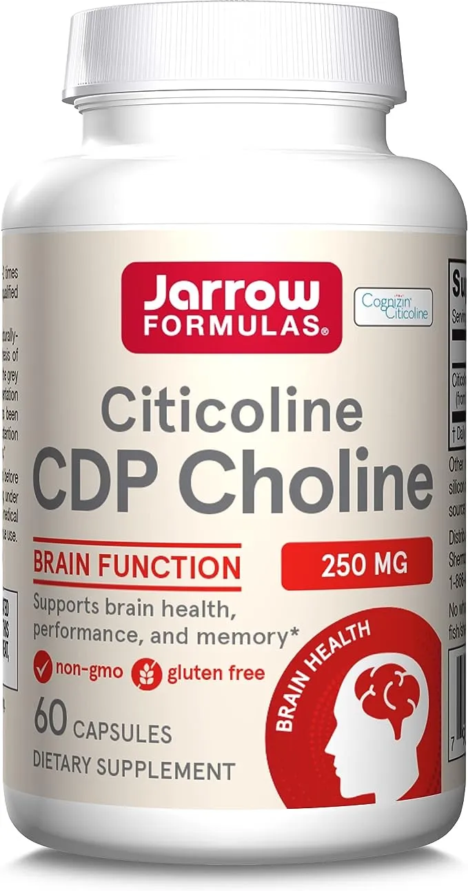 Jarrow Formulas Citicoline (CDP Choline) 250 mg - 60 Capsules - Supports Brain Health & Attention Performance - Dietary Supplement - Up to 60 Servings (PACKAGING MAY VARY)