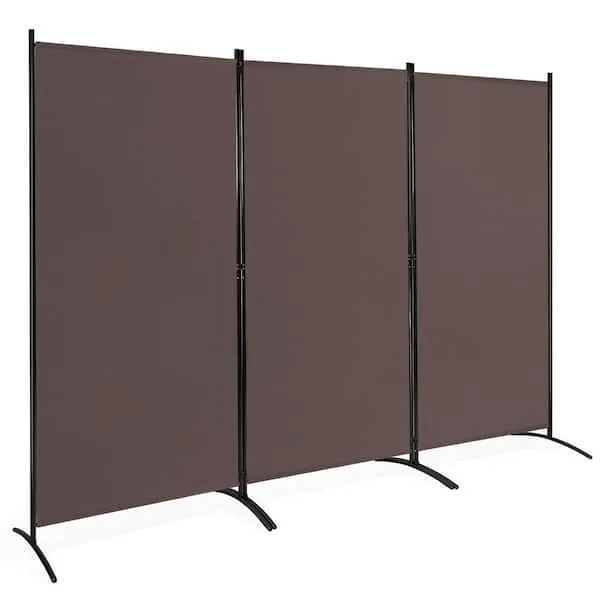 Costway 3-Panel Room Divider Folding Privacy Partition Screen for Office Room - Brown