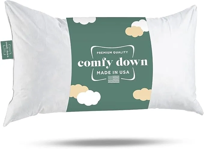 ComfyDown 95% Feather 5% Down - Rectangle Decorative Pillow Insert - Made in USA 12" x 32"