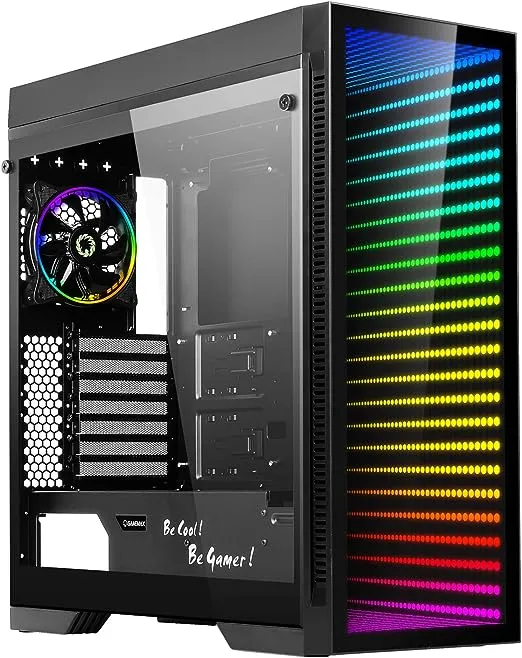 Gaming Case Full Tower, with Tempered Glass Side Panel & ARGB LED Mirror, Supports 7x120mm Fans, GAMEMAX Abyss-TR