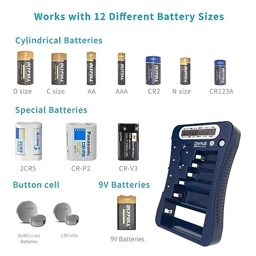 Battery Tester, Dlyfull LCD Display Universal Battery Checker for AA AAA C D 9V CR2032 CR123A CR2 CRV3 2CR5 CRP2 1.5V/3V Button Cell Batteries, 1x AAA Batteries IncludedBattery Tester, Dlyfull LCD Display Universal Battery Ch…