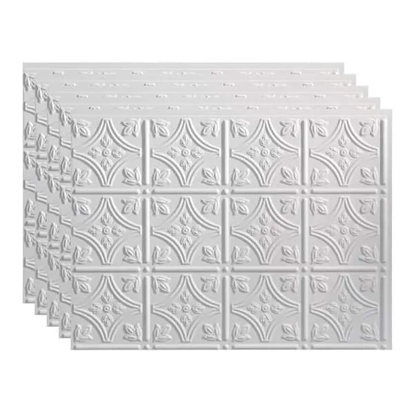 Fasade 18in x 24in Traditional 1 Matte White Backsplash Panel 5pk Size 5 Pack