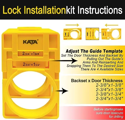 KATA 1-3/8" - 1-3/4" Door Lock Installation Kit for Wooden Doors with Guide Template,Door Lock Hole Saw,Carbon Steel