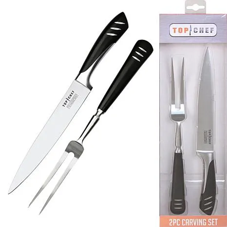 Top Chef Master Cutlery 2-Piece Stainless Steel Carving Set 12&#034; Fork 13&#034; Knife