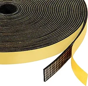 Yotache Adhesive Foam Tape Weather Stripping (.50) 1/2 inch Wide x 1/16 inch Thick Black, Seal Gasket for Speaker, Door Insulation, Soundproofing