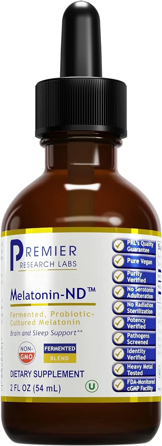 Premier Research Labs Melatonin-ND - Probiotic-Cultured Melatonin - Supports Brain, Falling Asleep & Immune System - 2 Fl Oz (54 Servings)