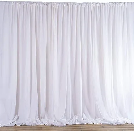 AK Trading 115" x 120" White Chiffon Drapes Panels