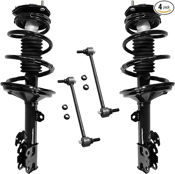 Detroit Axle - Front Struts Sway Bars for Toyota Highlander Lexus RX330 RX350 RX400h Complete 2 Ready Struts w/Coil Springs Assembly + 2 Front Sway Bar Links Replacement Suspension Kit