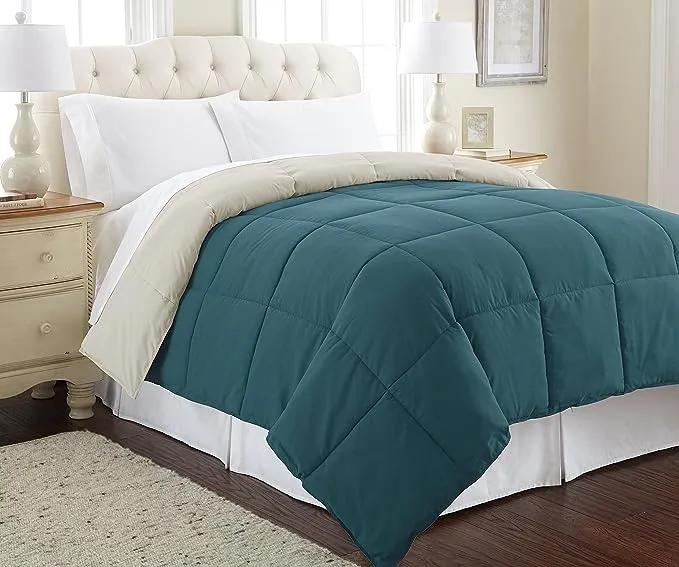 Modern Threads Down Alternative Microfiber Quilted Reversible Comforter & Duvet Insert - Soft, Comfortable Alternative to Goose Down - Bedding for All Seasons Orange Rust/Oatmeal Twin