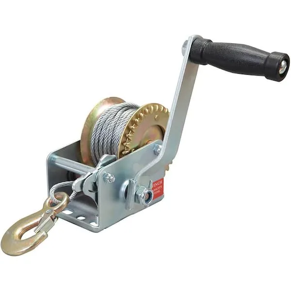 BIG RED ATRT1061CR Torin 600lbs Capacity Manual Hand Crank Winch with 26.3FT Steel Cable