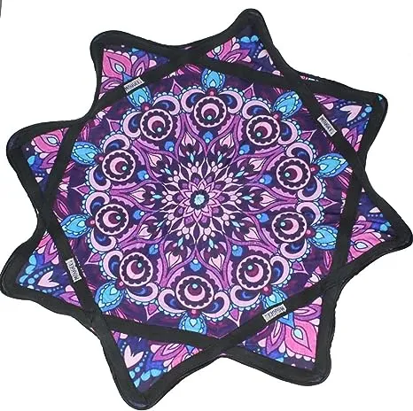 Zeekio Mougee - Classic Flow Star - for Beginners & Advanced - Fun & Challenging - Double Stitched Flow Toy - Vibrant Colors & Patterns Durable - 27” Diameter - Flower Power (Purple/Blue)