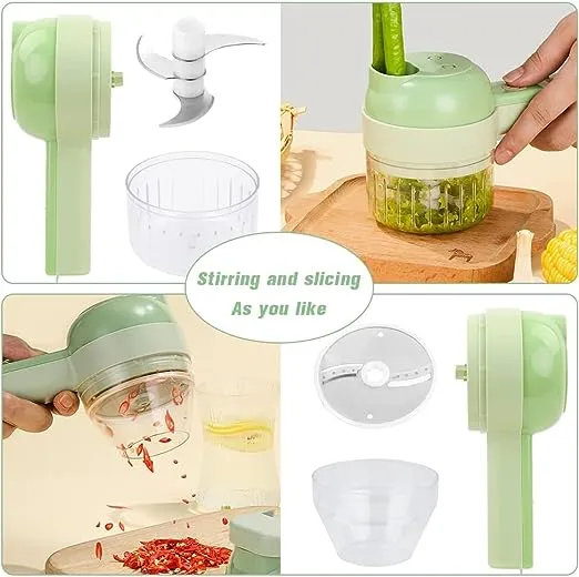 Electric Vegetable Cutter Set - 4 in 1 Portable, Rechargeable, Wireless Food Processor & Chopper Machine for Pepper, Garlic, Onion, Celery & Meat