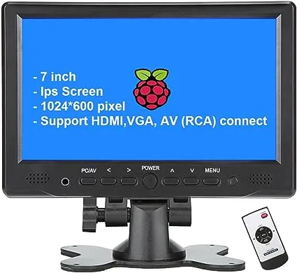 Loncevon-7 inch Mini Monitor Small HDMI Monitor Portable HD 1080p VGA Monitor LCD Screen for PC/Mac Mini/TV/Raspberry PI/Camera/Gaming;IPS 1024x600