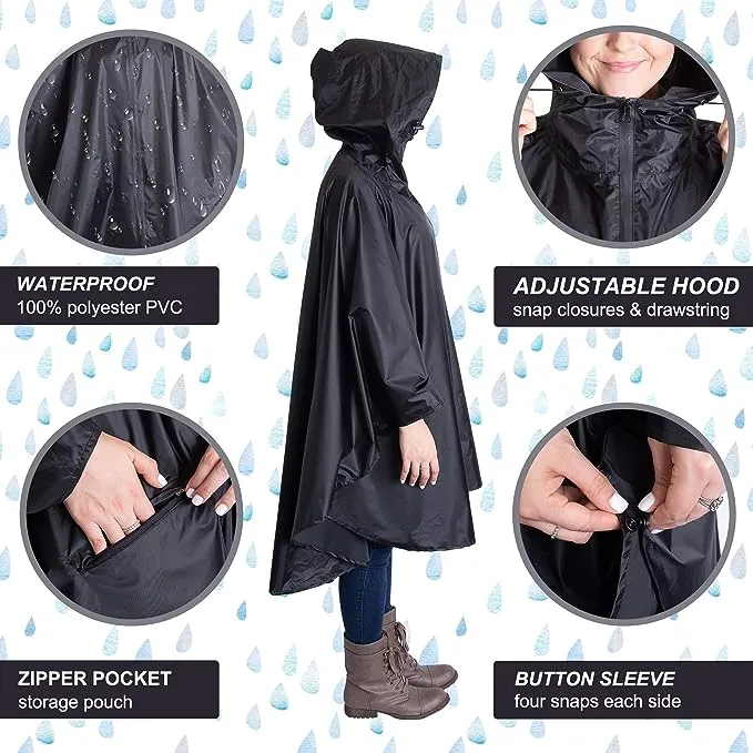 Strapazierfähiger Regenponcho für Rucksackreisen, wasserdicht, leicht, für Erwachsene, Militär, Notfall, Camping, Herren, Damen