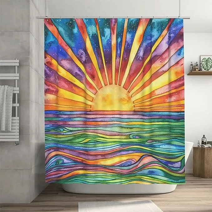 Ohocut Boho Shower Curtains for Bathroom Abstract Colorful Sun Shower Curtain