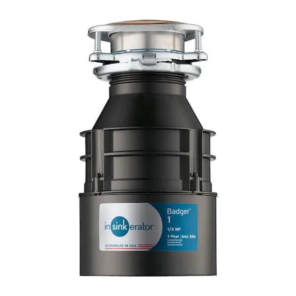 Badger 1, 1/3 HP Continuous Feed Kitchen Garbage Disposal, Standard Series