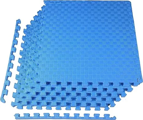 Balancefrom 1" Extra Thick Puzzle Exercise Mat with Eva Foam Interlocking Tiles for MMA, Exercise, Gymnastics and Home Gym Protective Flooring (Blue)