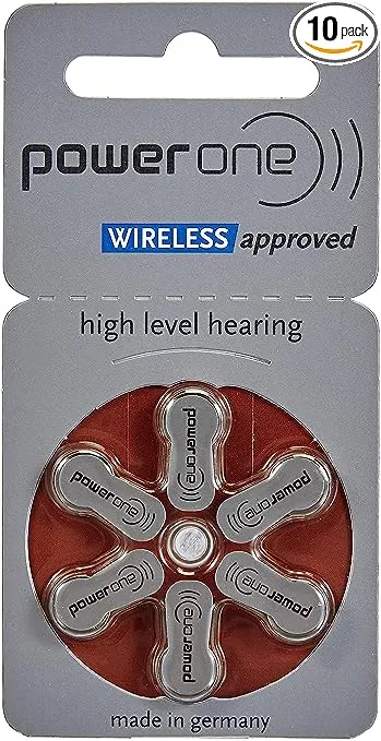 Power One Size 312 Mercury Free Hearing Aid Batteries (60 Batteries)