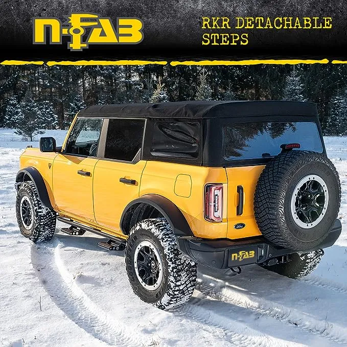 N-Fab RKR Rails for Toyota Tacoma | Cab Length, Tubular Steel, Textured Black | T154RKRCC | Fits 2016-2022 Toyota Tacoma Double Cab All Beds, SRW Gas