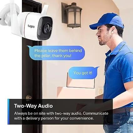 TP-Link Tapo 2K Security Camera Outdoor Wired, IP66 Weatherproof, Motion/Person Detection, Built-in Siren w/ Night Vision, Cloud/SD Card Storage, 2-Way Audio, Works w/ Alexa & Google Home (Tapo C310)