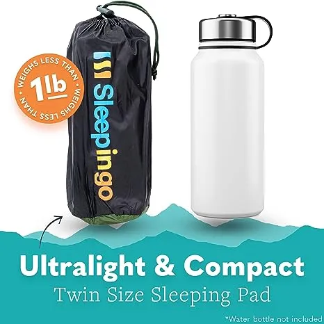 Sleepingo Large Sleeping Pad for Camping - Ultralight Sleeping Mat for Camping, Backpacking, Hiking - Lightweight, Inflatable & Compact Camping Air Mattress - Backpacking Sleeping Pad - Sleep Pad