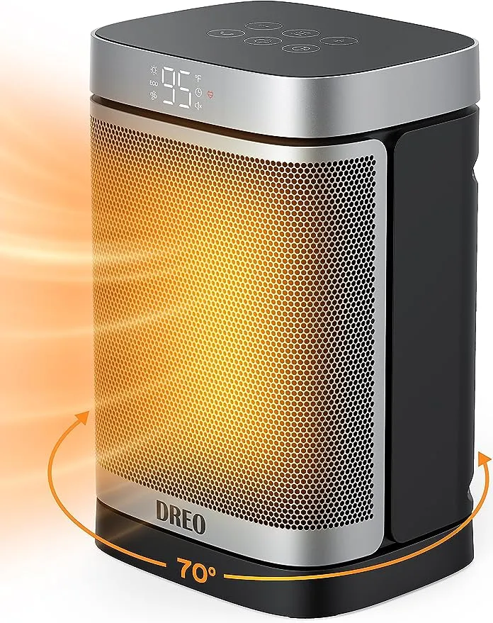 Dreo Space Heaters for Home, Portable Heater with Remote, 70° Oscillation, 1-12h Timer, 1500W PTC Electric Heater with Thermostat for Inside, Office