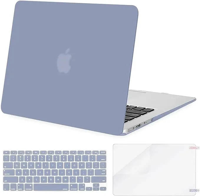 MOSISO Compatible with MacBook Air 13 inch Case (Models: A1369 & A1466, Older Version 2010-2017 Release), Protective Plastic Hard Shell Case & Keyboard Cover & Screen Protector, Lavender Gray