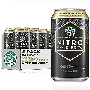 Starbucks Nitro Cold Brew, Vanilla Sweet Cream 9.6 fl oz Can (8 Pack) (Packaging May Vary)