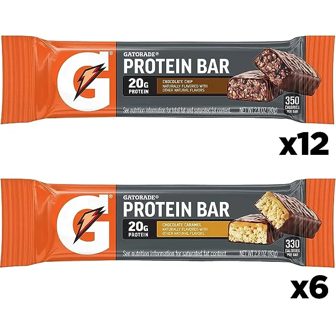 Gatorade Whey Protein Recover Bars, Chocolate Chip, 2.8 ounce bars (12 Count)