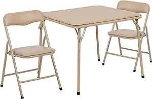 Flash Furniture Kids Tan 3 Piece Folding Table and Chair Set