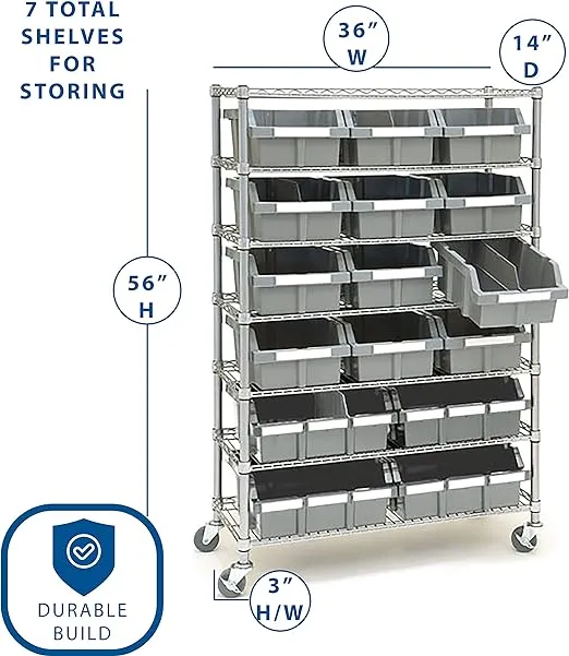 Seville Classics Steel Heavy Duty 7-Tier Utility Shelving Unit (36-in W x 14-in D x 56-in H)